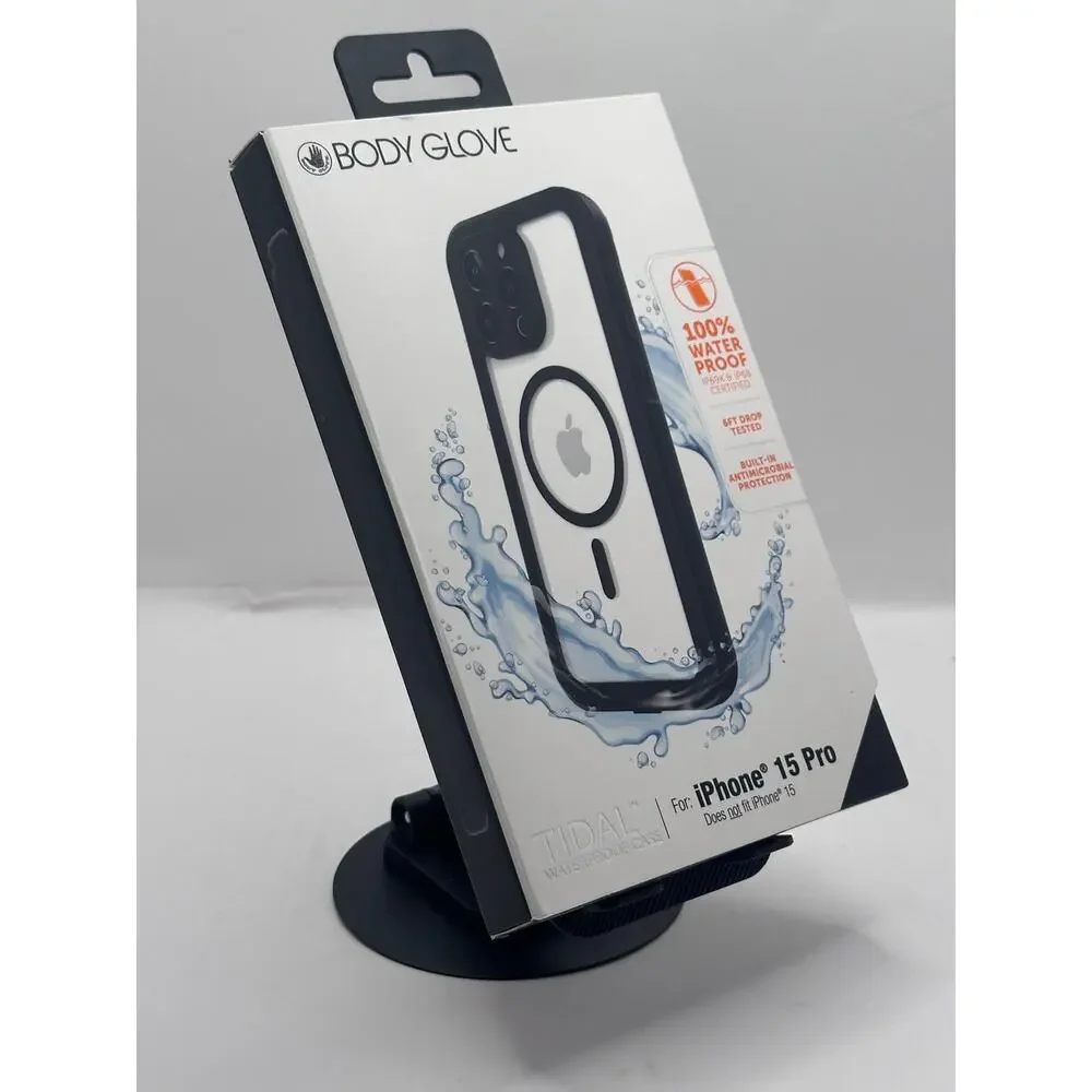 Body Glove Tidal Waterproof Case iPhone 15 Pro Clear/Black MagSafe NWT MSRP: $50